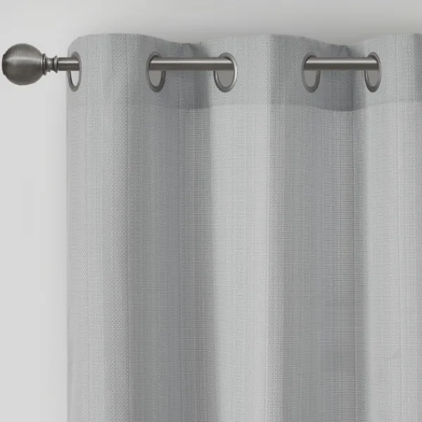 Curtains & Drapes-Kirkland's Home Basketweave Curtain Panel Set, 84 In Gray