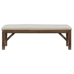Benches & Ottomans-Kirkland's Home Basketweave Upholstered Wood Bench Tan