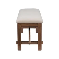 Benches & Ottomans-Kirkland's Home Basketweave Upholstered Wood Bench Tan