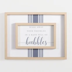 Wall Quotes & Signs-Kirkland's Home Bath Full Of Bubbles Wall Plaque White/Blue/Tan