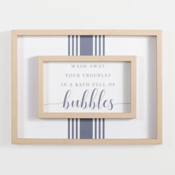 Wall Quotes & Signs-Kirkland's Home Bath Full Of Bubbles Wall Plaque White/Blue/Tan
