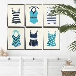 Framed Art-Kirkland's Home Bathing Suits I Framed Art Prints, Set Of 6 Blue