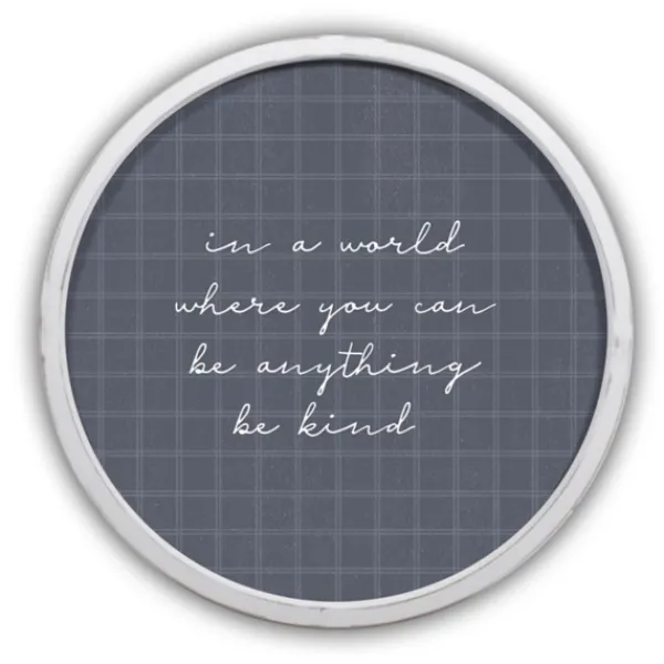 Wall Quotes & Signs-Kirkland's Home Be Kind Windowpane Round Framed Plaque White