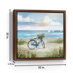 Framed Art-Kirkland's Home Beach Bike Bliss Framed Canvas Art Print Blue/White/Tan