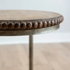 Accent & End Tables-Kirkland's Home Beaded Round Wood C-Table Brown