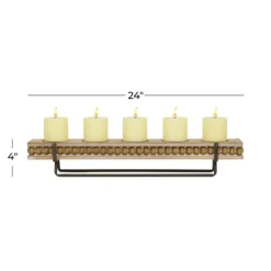 Candle Holders-Kirkland's Home Beaded Wood And Metal Base Candle Holder Brown