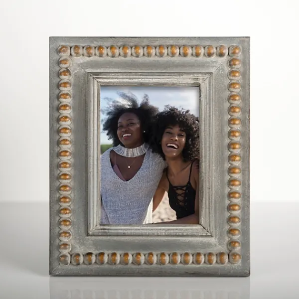 Picture Frames-Kirkland's Home Beaded Wood Picture Frame, 5X7 Gray