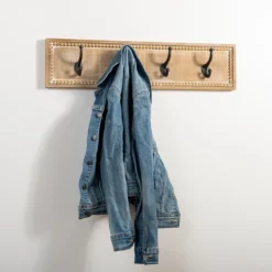 Hooks-Kirkland's Home Beaded Wood Plaque Metal Wall Hooks