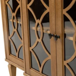 Cabinets & Sideboards-Kirkland's Home Becky Acorn Wood 4-Door Sideboard Brown