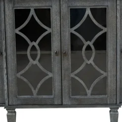 Cabinets & Sideboards-Kirkland's Home Becky Wood 4-Door Sideboard Gray