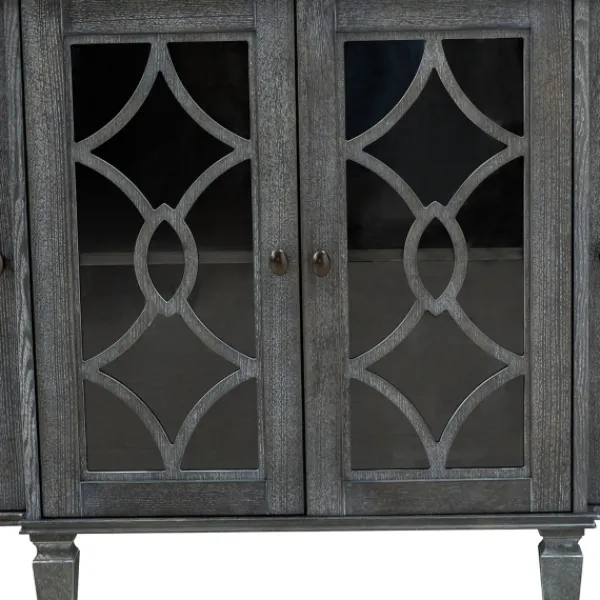 Cabinets & Sideboards-Kirkland's Home Becky Wood 4-Door Sideboard Gray
