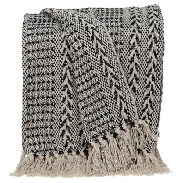 Blankets & Throws-Kirkland's Home Beige And Black Patterned Throw Black/Tan