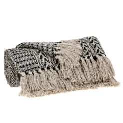 Blankets & Throws-Kirkland's Home Beige And Black Patterned Throw Black/Tan