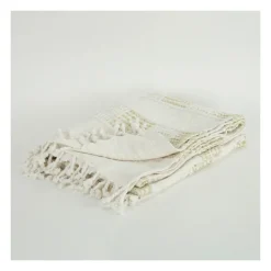 Blankets & Throws-Kirkland's Home Beige And Ivory Woven Stripe Throw Tan/Ivory