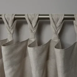 Curtains & Drapes-Kirkland's Home Beige Braided Top Loha Curtain Panel Set, 84 In. Tan