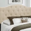 Beds & Headboards-Kirkland's Home Beige Bryne Button Tufted King Headboard Tan