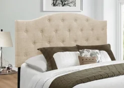 Beds & Headboards-Kirkland's Home Beige Bryne Button Tufted King Headboard Tan