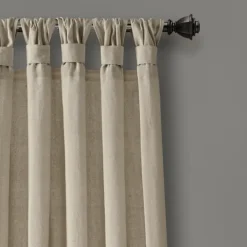 Curtains & Drapes-Kirkland's Home Beige Burlap Knotted Curtain Panel Set, 108 In. Tan
