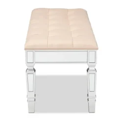 Benches & Ottomans-Kirkland's Home Beige Button Tufted Bench With Mirrored Base Tan