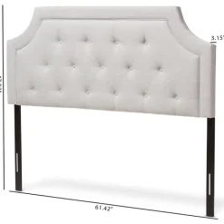Beds & Headboards-Kirkland's Home Beige Button Tufted Scalloped Queen Headboard Ivory