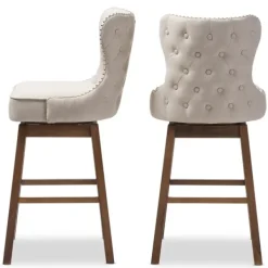 Bar Stools & Counter Height Stools-Kirkland's Home Beige Button Tufted Swivel Bar Stools, Set Of 2 Ivory