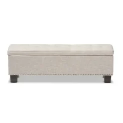 Benches & Ottomans-Kirkland's Home Beige Button-Tufted Upholstered Storage Bench Tan