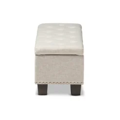 Benches & Ottomans-Kirkland's Home Beige Button-Tufted Upholstered Storage Bench Tan