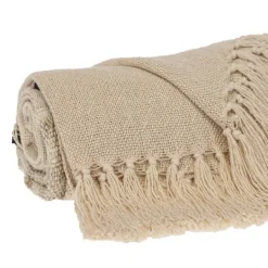 Blankets & Throws-Kirkland's Home Beige Chunky Stitch Cotton Throw Tan