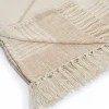 Blankets & Throws-Kirkland's Home Beige Cotton Diamond Geometric Fringe Throw Tan