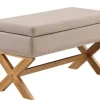 Benches & Ottomans-Kirkland's Home Beige Crossed Storage Ottoman Tan