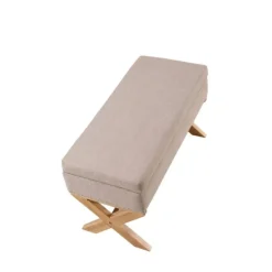 Benches & Ottomans-Kirkland's Home Beige Crossed Storage Ottoman Tan