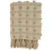 Blankets & Throws-Kirkland's Home Beige Dotted Fringe Throw Blanket Tan