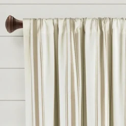 Curtains & Drapes-Kirkland's Home Beige Farmhouse Stripe Curtain Panels, Set Of 2 White/Tan