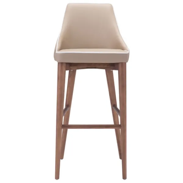 Bar Stools & Counter Height Stools-Kirkland's Home Beige Faux Leather And White Trim Bar Stool Tan