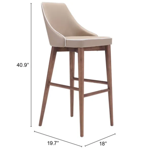Bar Stools & Counter Height Stools-Kirkland's Home Beige Faux Leather And White Trim Bar Stool Tan