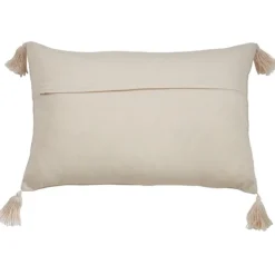 Pillows-Kirkland's Home Beige Frayed Tassel Lumbar Pillow Tan/White