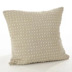 Pillows-Kirkland's Home Beige French Knotted Square Throw Pillow Tan