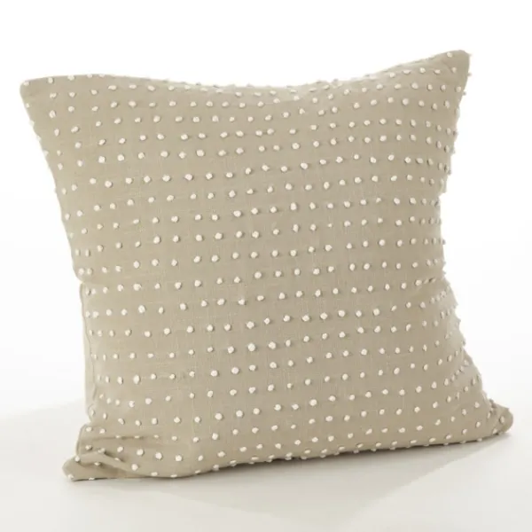 Pillows-Kirkland's Home Beige French Knotted Square Throw Pillow Tan
