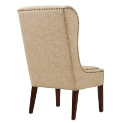Dining Chairs-Kirkland's Home Beige High Wingback Nailhead Trim Dining Chair Tan