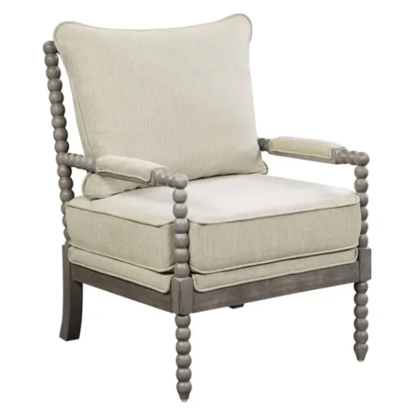 Accent Chairs-Kirkland's Home Beige Liam Turned Leg Accent Chair Ivory