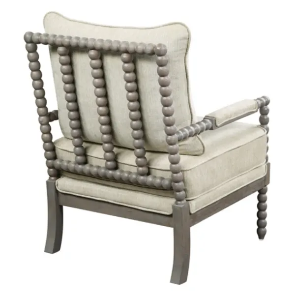 Accent Chairs-Kirkland's Home Beige Liam Turned Leg Accent Chair Ivory