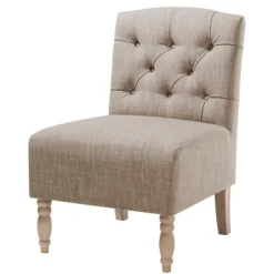 Accent Chairs-Kirkland's Home Beige Luna Tufted Armless Accent Chair Gray