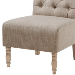 Accent Chairs-Kirkland's Home Beige Luna Tufted Armless Accent Chair Gray