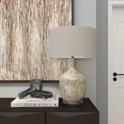 Table Lamps-Kirkland's Home Beige Marbled Mercury Glass Table Lamp Brown