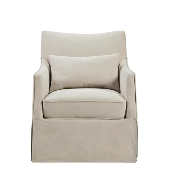 Accent Chairs-Kirkland's Home Beige Martha Stewart Skirted Swivel Accent Chair Ivory