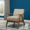 Accent Chairs-Kirkland's Home Beige Mid-Century Hazel Wood Frame Accent Chair Tan