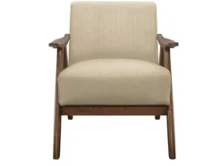 Accent Chairs-Kirkland's Home Beige Mid-Century Hazel Wood Frame Accent Chair Tan