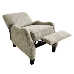 Accent Chairs-Kirkland's Home Beige Pattern Liam Push-Back Recliner Gray/White