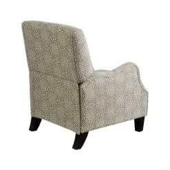 Accent Chairs-Kirkland's Home Beige Pattern Liam Push-Back Recliner Gray/White