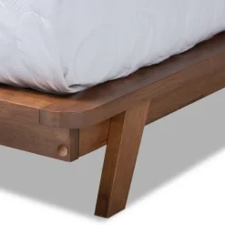 Beds & Headboards-Kirkland's Home Beige Tufted And Natural Walnut Full Platform Bed Tan